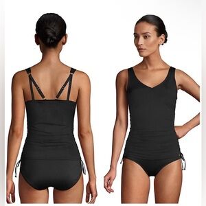 NWT Lands End Women’s Swim Suit Shirt Top Black Size 24W Built in Bra Underwire